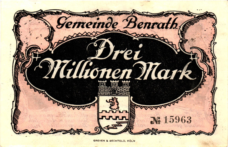 Germany - Weimar Republic Benrath 3000000 Mark 1923

# 15963; Now Düsseldorf —...