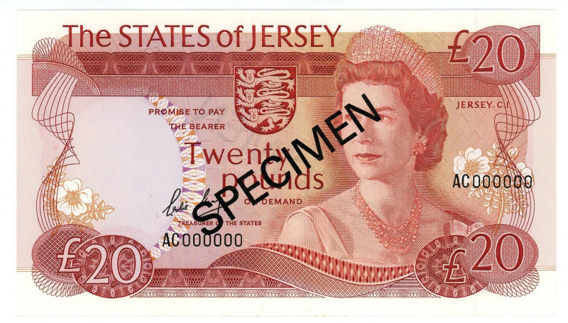 Jersey 20 Pounds 1983 - 1988 (ND) Specimen

P# 14bs, N# 334045; # AC000000