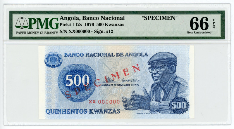 Angola 500 Kwanzas 1976 Specimen PMG 66 EPQ Gem Uncirculated

P# 112s, N# 2079...