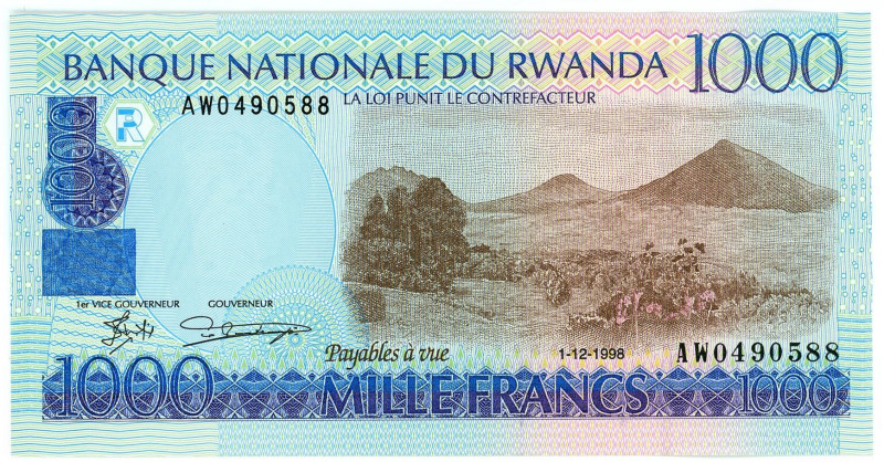 Rwanda 1000 Francs 1998

P# 27a, N# 221668; # AW 0490588; UNC