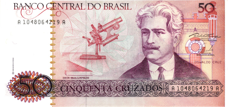 Brazil 50 Cruzeiros 1986 (ND)

P# 210a, N# 206080; # A 1048064219 A; UNC