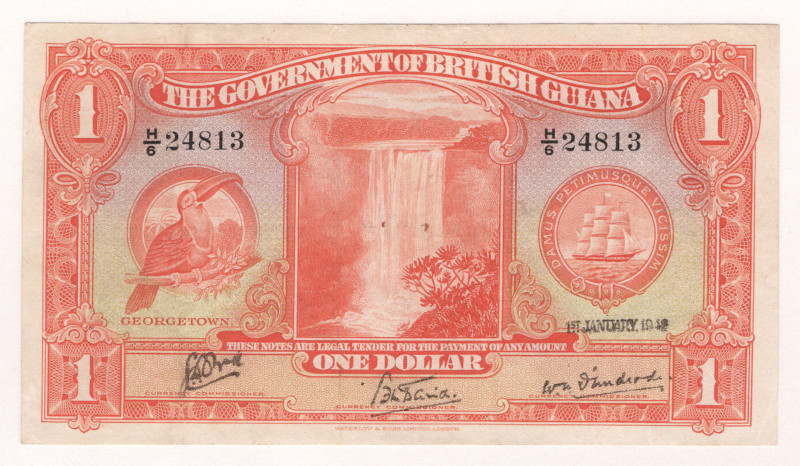 British Guiana 1 Dollar 1942

P# 12c, N# 284918; # H/6 24813; VF