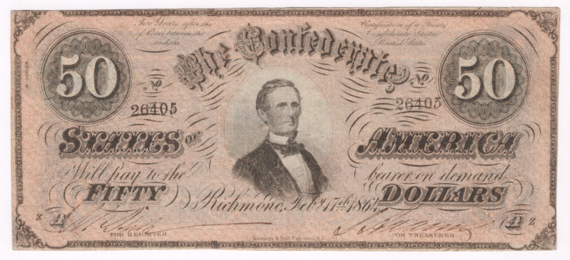 United States Confederate States of America 50 Dollars 1864

Fr# CS-66; # 2640...