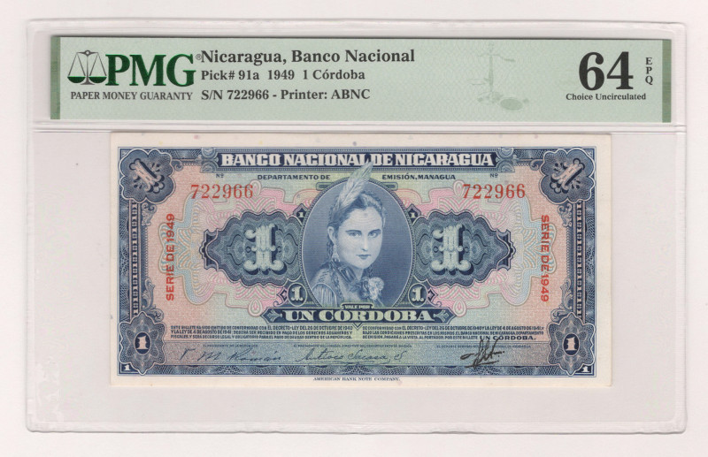 Nicaragua 1 Cordoba 1949 PMG 64 EPQ

P# 91a, N# 369246; # 722966; Printer: ABN...