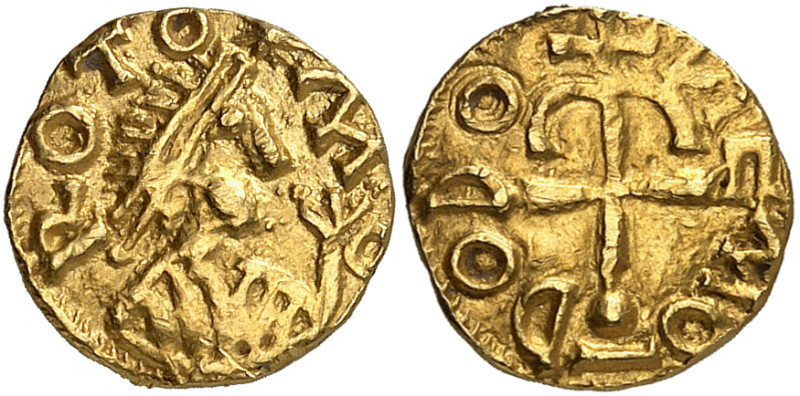 MEROVINGIANS, Seine-Maritime. Rouen. Circa 600-675. Triens (Gold, 12 mm, 1.31 g,...