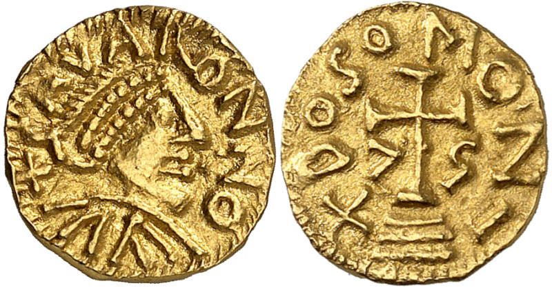 MEROVINGIANS, Mayenne. Javron. Circa 560-585. Triens (Gold, 13 mm, 1.31 g, 12 h)...