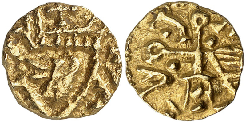 MEROVINGIANS. Uncertain mint. Circa 7th century. Triens (Gold, 11 mm, 1.41 g). F...