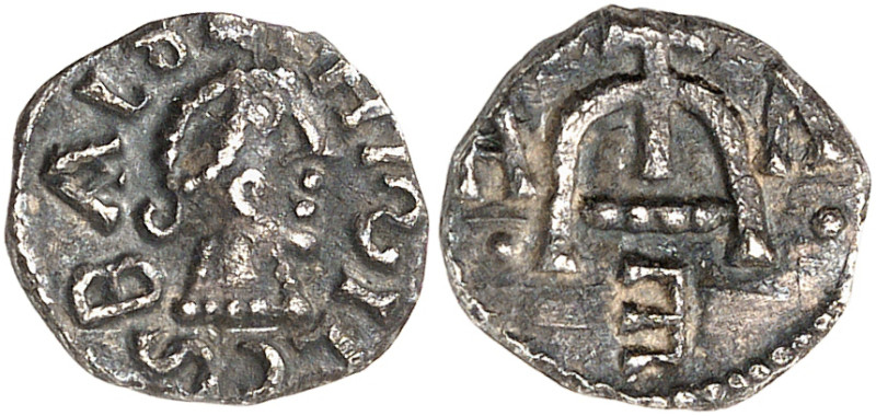 MEROVINGIANS. Uncertain mint. Circa 700-750. Denier (Silver, 12 mm, 1.08 g, 6 h)...