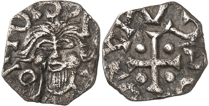 MEROVINGIANS. Uncertain mint. Circa 700-725. Denier (Silver, 12 mm, 0.61 g), Leo...