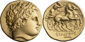 SOLD

Macedonia, Philip II. 359-336 BC. Stater; Macedonia, Philip II. 359-336 BC; Struck under Philip III Arrhidaios, 323-317 BC, Abydus, Stater, 8....