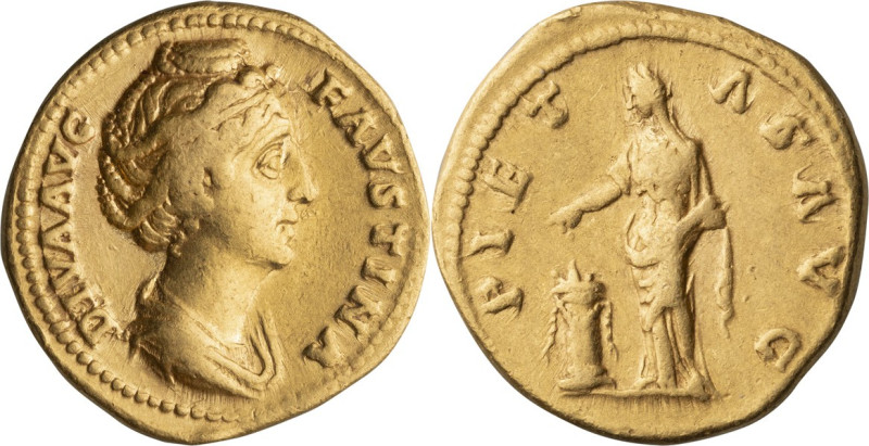 Faustina I, Diva. Aureus; Faustina I, Diva; Died 140 AD, Rome, 140-161 AD, Aureu...