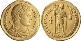 Valentinian I. Solidus; Valentinian I; 364-375 AD, Antioch, 365 AD, Solidus, 4.07g. RIC-2B xxxviii.5, Depeyrot-20/1. Obv: D N VALENTINI-ANVS P F AVG, ...