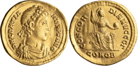 SOLD

Valentinian II. Solidus; Valentinian II; 375-392 AD, Constantinople, Solidus, 4.38g. RIC-45b (unlisted officina), Depeyrot-33/2. Obv: Bust rig...