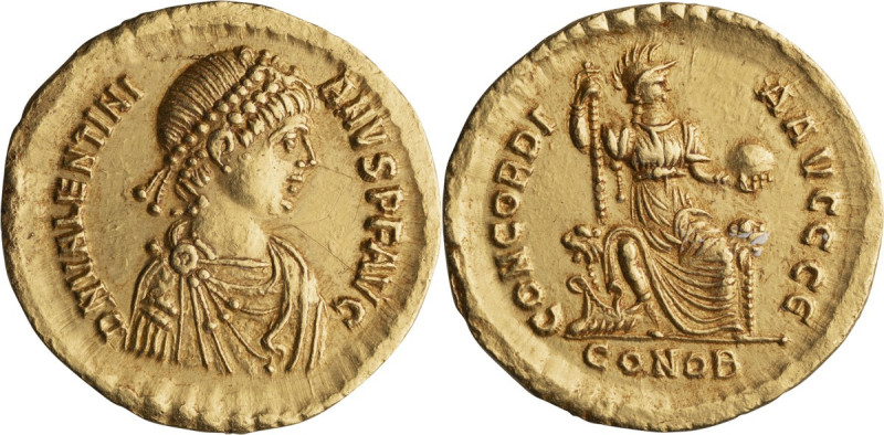 Valentinian II. Solidus; Valentinian II; 375-392 AD, Constantinople, 375-378 AD,...