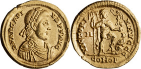 Arcadius. Solidus; Arcadius; 383-408 AD, Mediolanum, Solidus, 4.43g. RIC-1205, Depeyrot-16/1. Obv: Diademed, draped and cuirassed bust right. Rx: Hono...