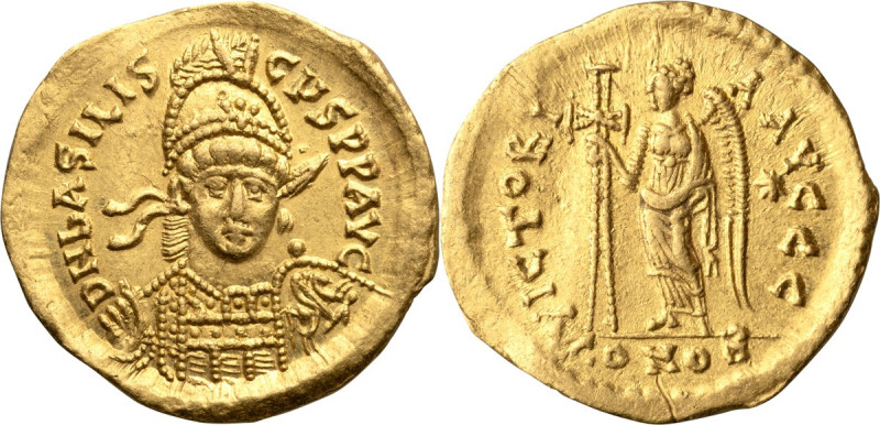 Basiliscus . Solidus; Basiliscus ; Constantinople, 475-476 AD, Solidus, 4.48g. R...