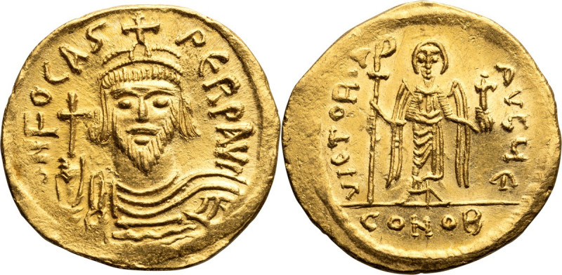 Focas. Solidus; Focas; 602-610 AD, Constantinople, 609-610 AD, Solidus, 4.40g. D...