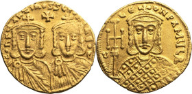 Constantine V. Solidus; Constantine V; Constantinople, 741-775 AD, Solidus, 4.44g. Berk-227, S-1551. Obv: COnSTAnTInOS S LEOn O nEOS, Bust of Constant...