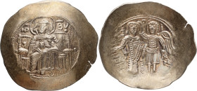 Isaac II. Aspron EL Trachy Nomisma; Isaac II; Constantinople, First reign, 1185-1195 AD, EL Aspron Trachy, 3.55g. S-2002, DO-2a. Obv: Full length figu...