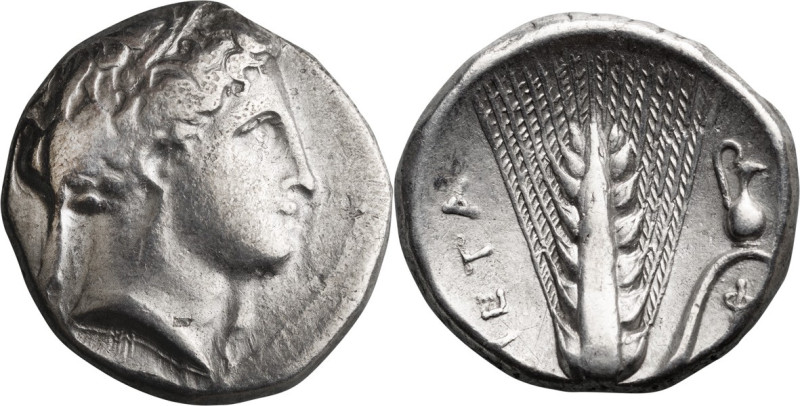 Lucania, Metapontum. AR Nomos; Lucania, Metapontum; 340-330 BC, Nomos, 7.76g. SN...