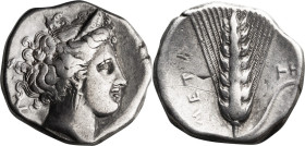 Lucania, Metapontum. Stater; Lucania, Metapontum; 330-300 BC, After Euainetos, Stater, 7.64g. Johnston-506-509 var. Only three dies in the entire seri...