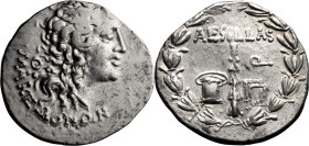 Macedonia, Aesillas, Quaestor. Tetradrachm; Macedonia, Aesillas, Quaestor; 92-88 BC, Tetradrachm, 16.25g. Pozzi-1004. Obv: ΜΑΚΕΔΟΝΩΝ, Deified head of ...