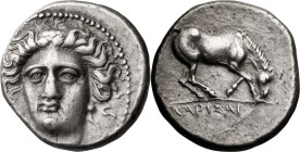 Thessaly, Larissa. Drachm; Thessaly, Larissa; 350-340 BC, Drachm, 5.93g. Lorber-17. Double signed by artist "IA" Obv: Head of Larissa facing slightly ...