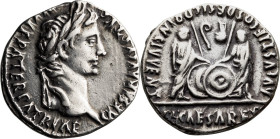 Augustus. Denarius; Augustus; 27 BC-14 AD, Lugdunum, Gallia, 2 BC - 4 AD, Denarius, 3.75g. RIC-207. Obv: CAESAR AVGVSTVS DIVI F PATER PATRIAE, Laureat...