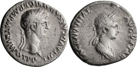 Claudius I. Denarius; Claudius I; 41-54 AD, Rome, 50-54 AD, Denarius, 3.62g. RIC-81. Obv: TI CLAVD CAESAR AVG GERM P M TRIB POT P P, Laureate head of ...