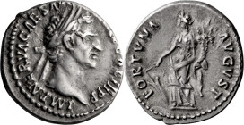 Nerva. Denarius; Nerva; 96-98 AD, Rome, 97 AD, Denarius, 3.38g. RIC-28. Obv: IMP NERVA CAES AVG P M TR P II COS III P P, laureate head r. Rx: FORTVNA ...
