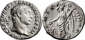 Trajan. Denarius; Trajan; 98-117 AD, Rome, 102 AD, Denarius, 3.31g. RIC-67, C-248. Obv: IMP CAES NERVA TRAIAN AVG GERM, Laureate head r. Rx: P M TR P ...