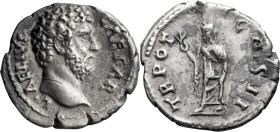 Lucius Aelius Caesar. Denarius; Lucius Aelius Caesar; Rome, 137 AD, Denarius, 3.18g. RIC-2648. Obv: L AELIVS CAESAR, Head r. Rx: TR POT COS II, Spes a...