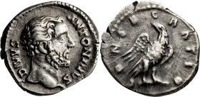 Antoninus Pius. Denarius; Antoninus Pius; 138-161 AD, Rome, Denarius, 3.38g. RIC-429. Obv: DIVVS ANTONINVS, Bare head r. Rx: CONSECRATIO, eagle standi...