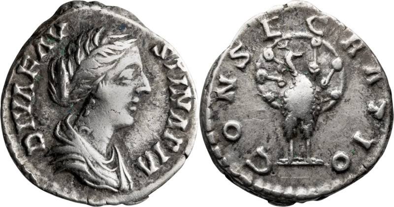 Faustina II, Diva. Denarius; Faustina II, Diva; Died 176 AD, Rome, 176-180 AD, D...