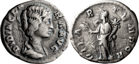 Didius Julianus. Denarius; Didius Julianus; 193 AD, Rome, Denarius, 2.64g. RIC-10. Obv: DIDIA CLARA AVG, Bust draped, r. Rx: HILAR TEMPOR, Hilaritas, ...