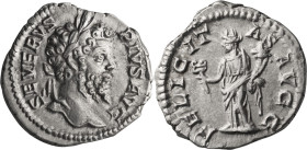 Septimius Severus. Denarius; Septimius Severus; 193-211 AD, Rome, 202-210 AD, Denarius, 3.10g. RIC-261, C-135. Obv: SEVERVS PIVS AVG, Laureate head r....