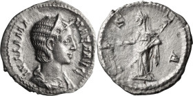 Julia Mamaea. Denarius; Julia Mamaea; Rome, 225-235 AD, Denarius, 2.71g. RIC-362. Obv: Bust of Julia Mamaea, diademed, r. Rx: Vesta, draped, standing ...
