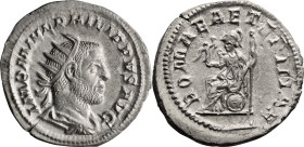 Philip I. Antoninianus; Philip I; 244-249 AD, Rome, 245-7 AD, Antoninianus, 4.49g. RIC-44b, C-169. Obv: IMP M IVL PHILIPPVS AVG Bust radiate, draped, ...