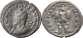 Gallienus. Antoninianus; Gallienus; 253-268 AD, Lugdunum, 258-259 AD, Antoninianus, 3.91g. RIC-18. Obv: GALLIENVS P F AVG, Radiate bust left holding s...