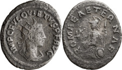 Quietus. Antoninianus; Quietus; 260-261 AD, Antioch, Antoninianus, 3.76g. RIC-9. Obv: Radiate bust r. Rx: Roma, helmeted, draped, seated left on shiel...