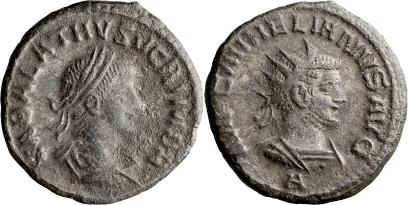 Aurelian and Vabalathus. Antoninianus; Aurelian and Vabalathus; Antioch, 270-275...