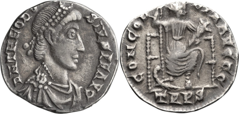 Theodosius I. Siliqua; Theodosius I; 379-395 AD, Trier, 388-392 AD, Siliqua, 1.7...