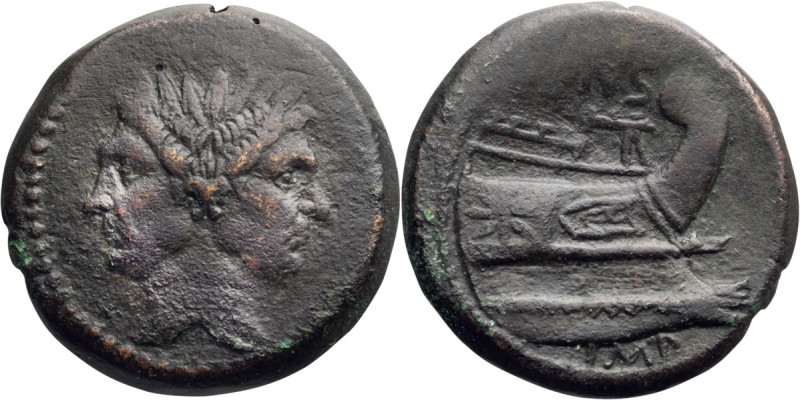 SOLD

Sextus Pompey. 40-as; Sextus Pompey; Minted 45 BC and later in Spain and...