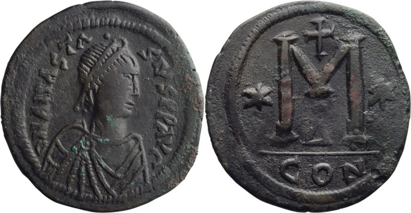 Anastasius I. Follis; Anastasius I; 491-518 AD, Constantinople, 498-518 AD, Foll...