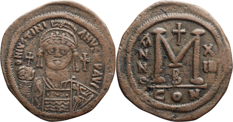 Justinian I. Follis; Justinian I; 527-565 AD, Constantinople, 538/9 AD, Follis, ...