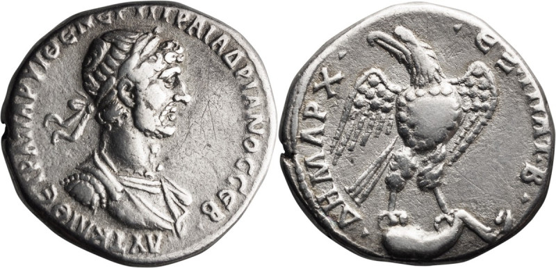 Hadrian. Tetradrachm; Hadrian; 117-138 AD, Antioch, 118 AD, Tetradrachm, 14.39g....