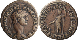 Domitian. AE; Domitian; 81-96 AD, Nicaea, Bithynia, AE, 13.60g. RPC-636. Obv: AYT ΔOMITIANOΣ KAIΣAP ΣEB ΓEP, laureate head r. Rx: NEIKAIEIΣ ΠPΩTOI THΣ...