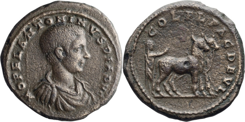 Diadumenian as Augustus. AE; Diadumenian as Augustus; 218 AD, AE, 8.94g. Jurukov...