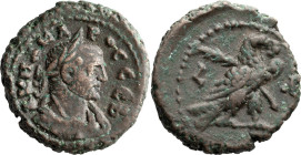 Carus. Tetradrachm; Carus; 282-283 AD, Alexandria, Egypt, Year 1, Billon Tetradrachm, 8.39g. Cologne-3159, Emmett-3999/1 (R1). Obv: A K M A KA - POC C...