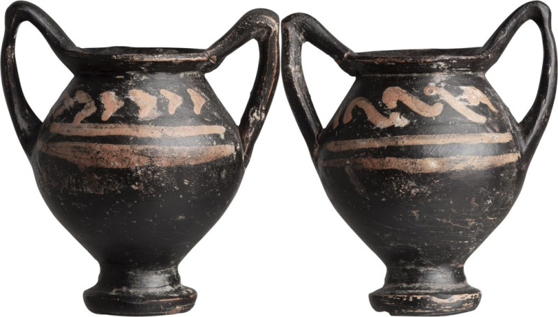 Magna Graecia Miniature Xenonware Amphoriskos; ca. 4th Century BC. H. 2 1/2" (6....